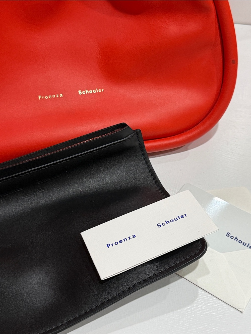 Proenza Schouler Orange Tote Calfskin Bag Snap Closure with Black Wrist Pouch - Picture 11 of 14